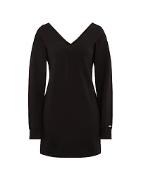 Featherweight Knit V-Neck Long-Sleeve Dress
