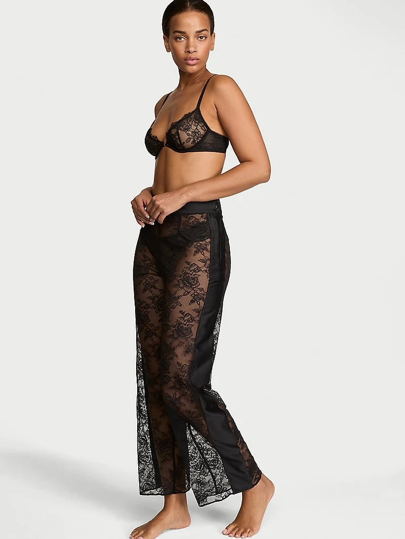 Rose Lace Wide-Leg Pant