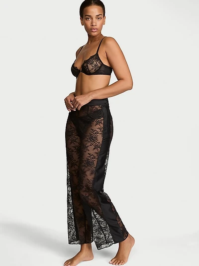 Rose Lace Wide-Leg Pant