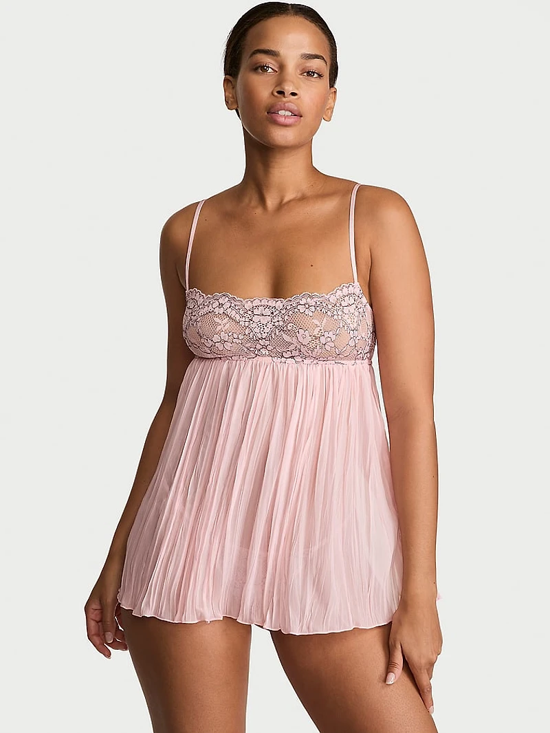 Dare to Dream Lace Pleated Babydoll Set