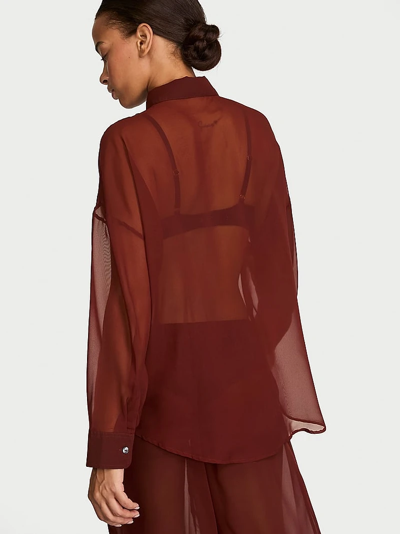 Chiffon Button-Front Shirt