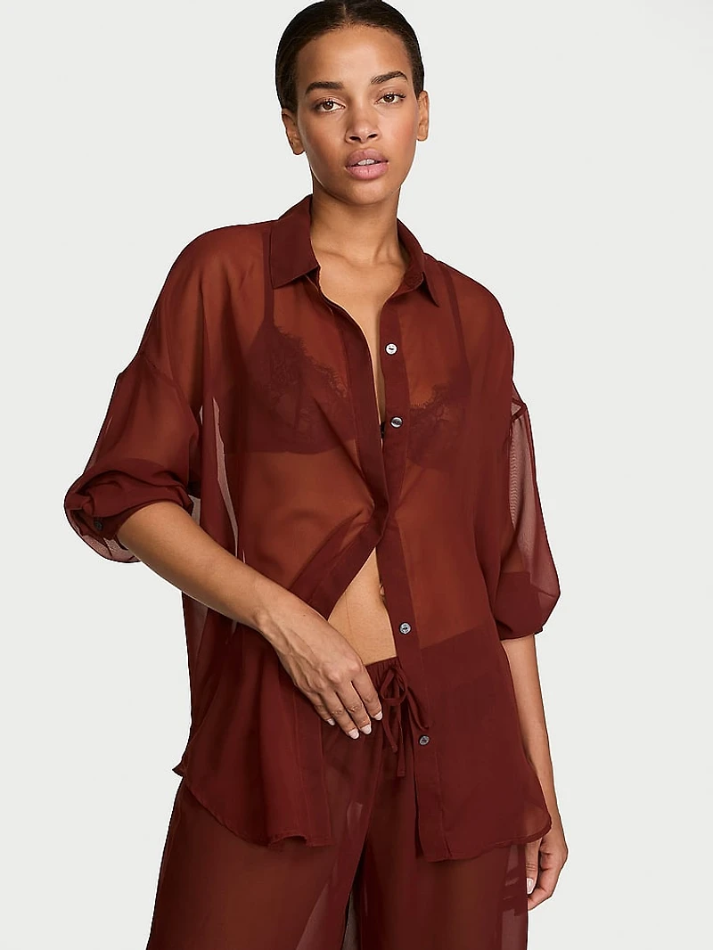 Chiffon Button-Front Shirt