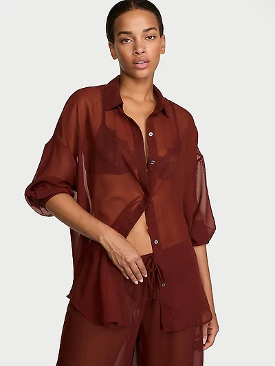 Chiffon Button-Front Shirt