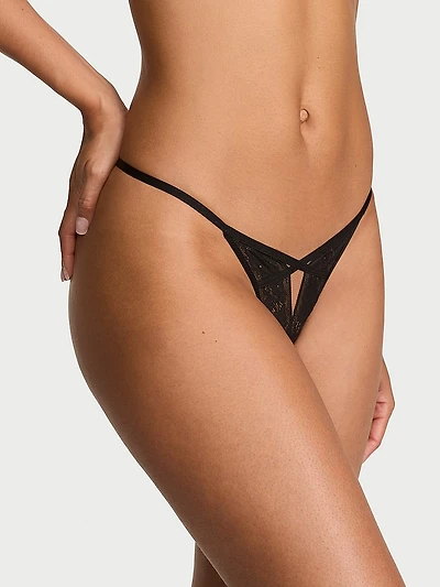 Lace-Trim Adjustable V-String Panty