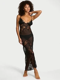 Chiffon & Rose Lace Maxi Slip Dress
