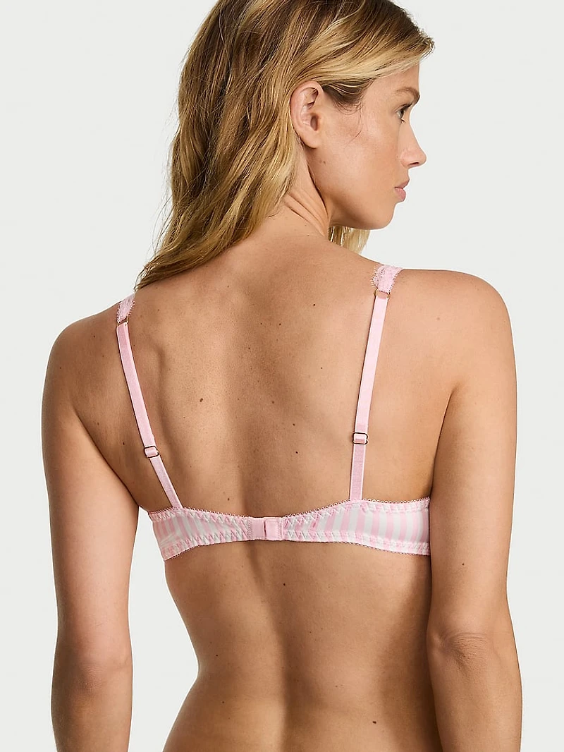 Tease Satin Lace-Trim Wireless Plunge Bra