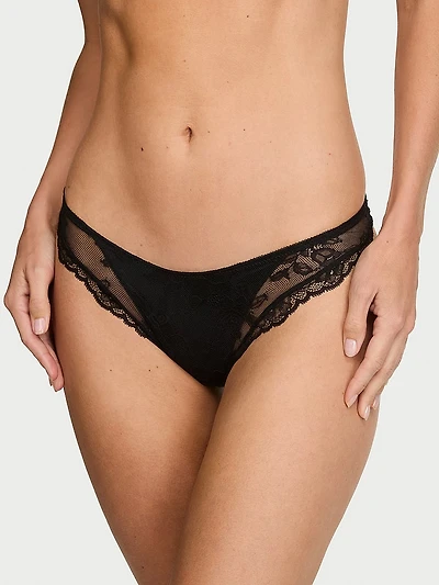Rose Lace Overlay Thong Panty
