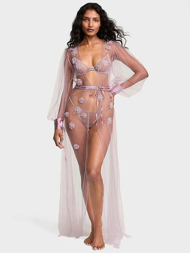 Atelier Victoria's Secret Ethereal Embellished Tulle Long Robe