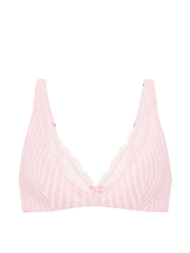 Tease Satin Lace-Trim Wireless Plunge Bra