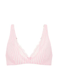 Tease Satin Lace-Trim Wireless Plunge Bra