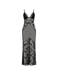 Chiffon & Rose Lace Maxi Slip Dress