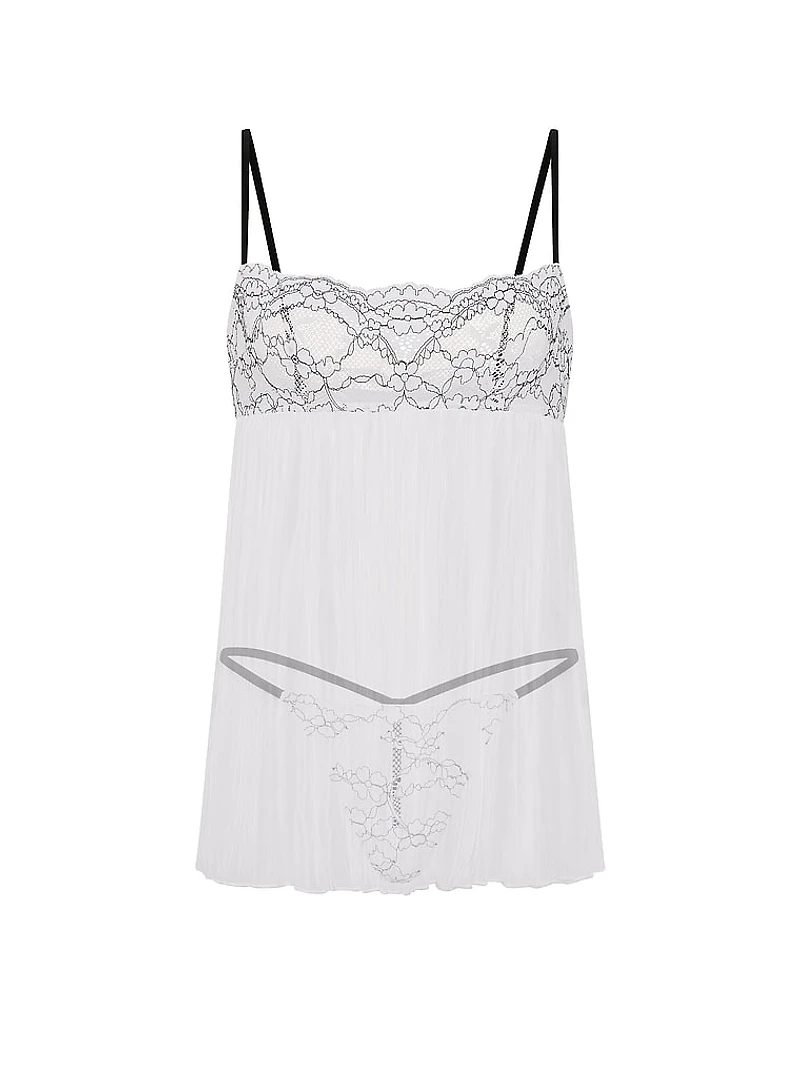 Dare to Dream Lace Pleated Babydoll Set