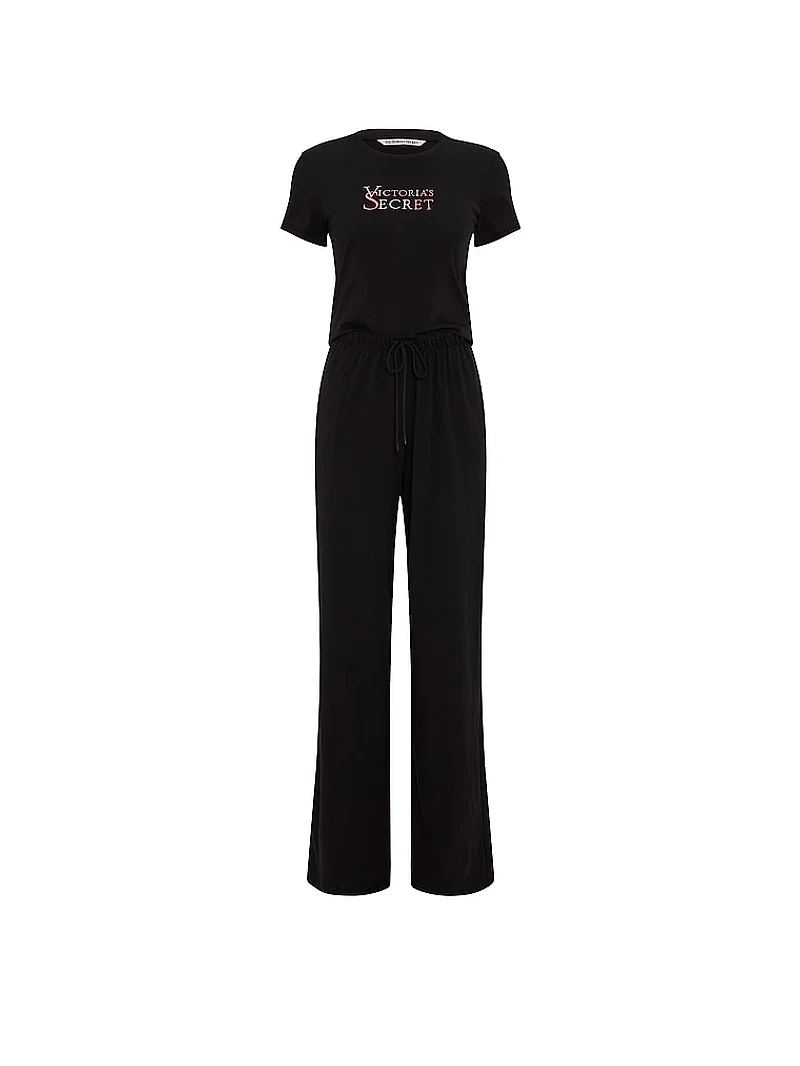 100% Cotton Tee Long Pajama Set