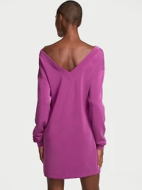Featherweight Knit V-Neck Long-Sleeve Dress
