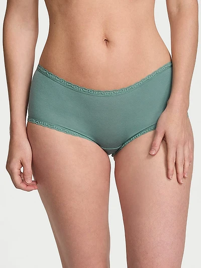 Cotton Lace-Trim Boyshort Panty