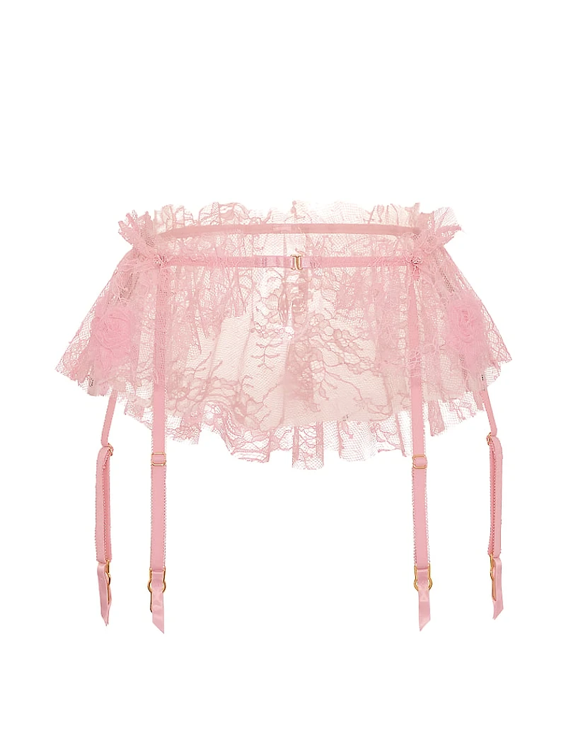 Rosette Reverie Embroidery Flutter Garter Belt