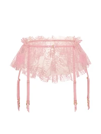 Rosette Reverie Embroidery Flutter Garter Belt