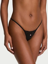 Cotton Lace-Trim Itsy V-String Panty