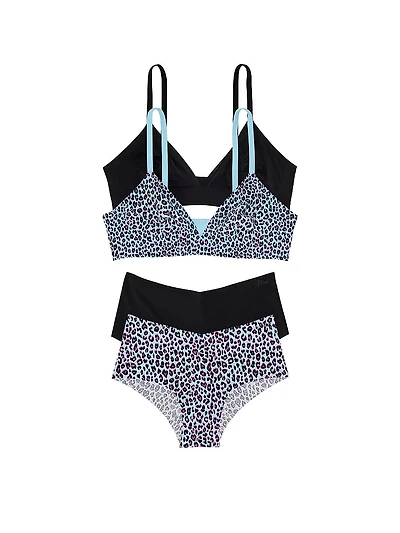 4-Piece Marshmallow Unlined Bralette and No-Show Cheeky Set