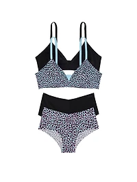 4-Piece Marshmallow Unlined Bralette and No-Show Cheeky Set