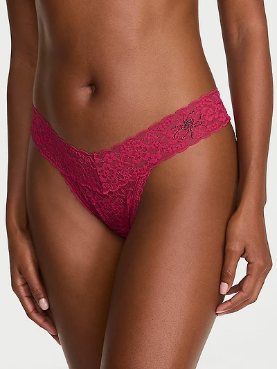 Lace Shimmer Dot Thong Panty