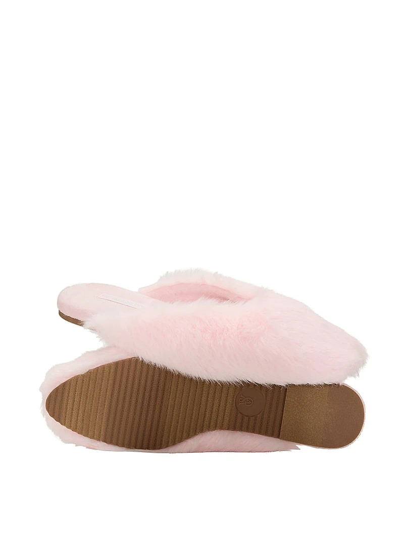 Faux Fur Closed-Toe Mule Slippers