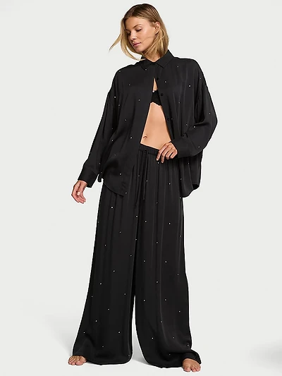 Silky Shine Wide-Leg Pant