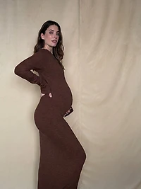 Soft Rib Ruched Maxi Dress