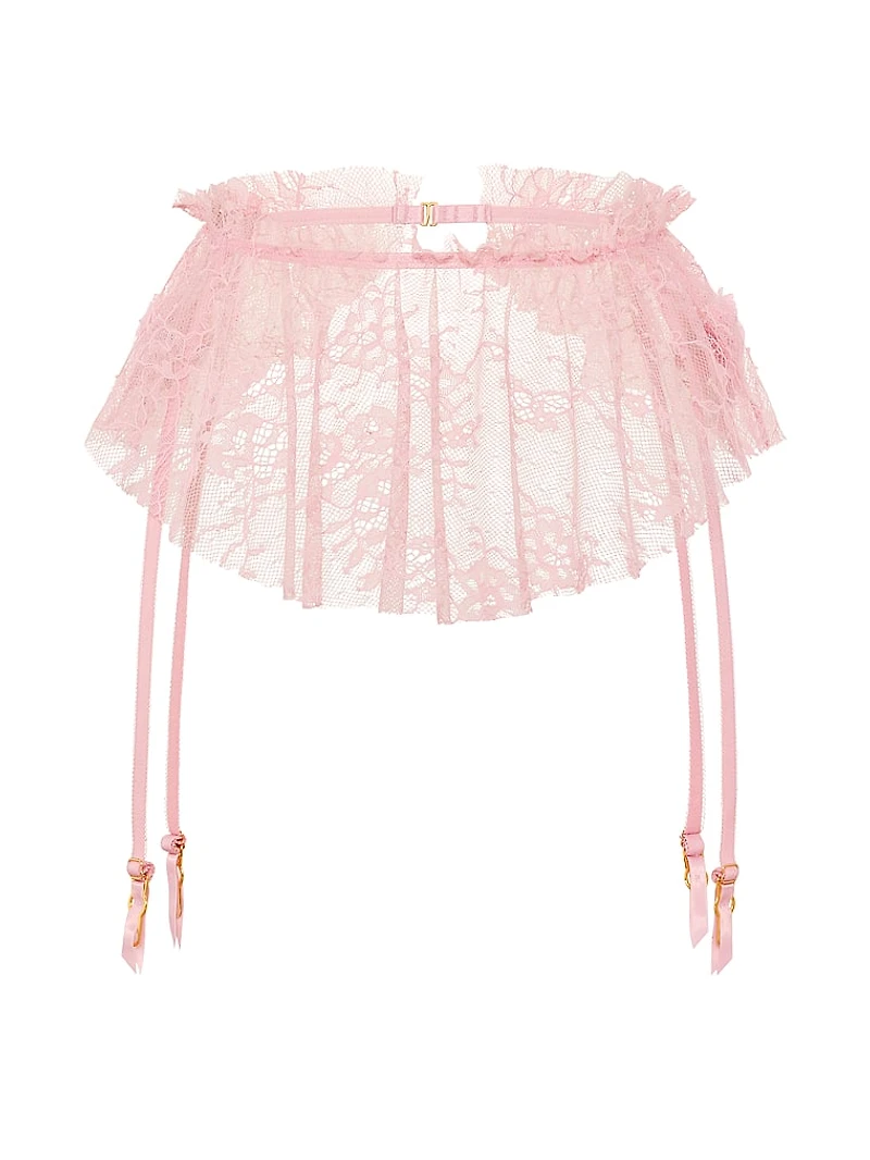 Rosette Reverie Embroidery Flutter Garter Belt