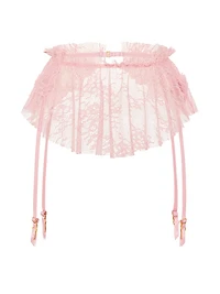 Rosette Reverie Embroidery Flutter Garter Belt