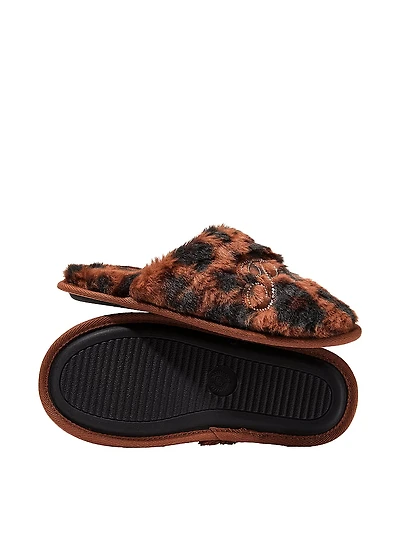 Faux-Fur Closed-Toe Slippers
