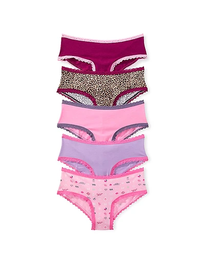 7-Pack Lace-Trim Cotton Cheeky Panties