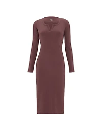 All-Day Soft Rib Long-Sleeve Midi Dress