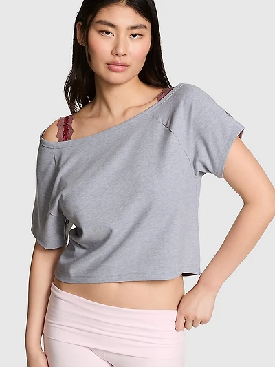Soft Modal Oﬀ-The-Shoulder Boxy Tee
