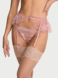 Rosette Reverie Embroidery Flutter Garter Belt
