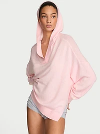 Luxe Knit V-Neck Hoodie Sweater