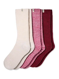 3-Pack Rib Knit Slouchy Crew Socks