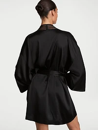 Washable Silk Sheer Stripe Short Robe