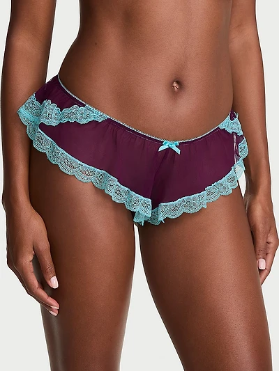Tease Mesh Lace-Trim Flutter Panty