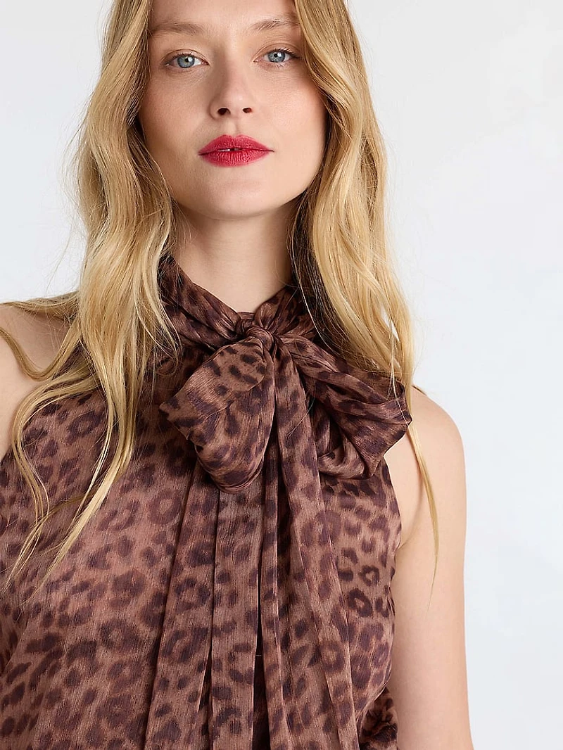 Arlette Neck Tie Printed Top