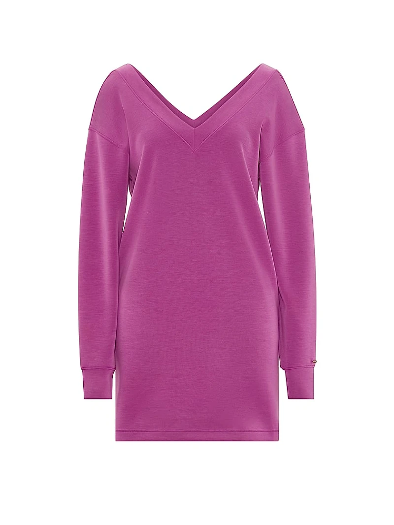 Featherweight Knit V-Neck Long-Sleeve Dress