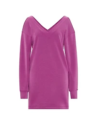 Featherweight Knit V-Neck Long-Sleeve Dress