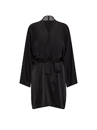 Washable Silk Sheer Stripe Short Robe