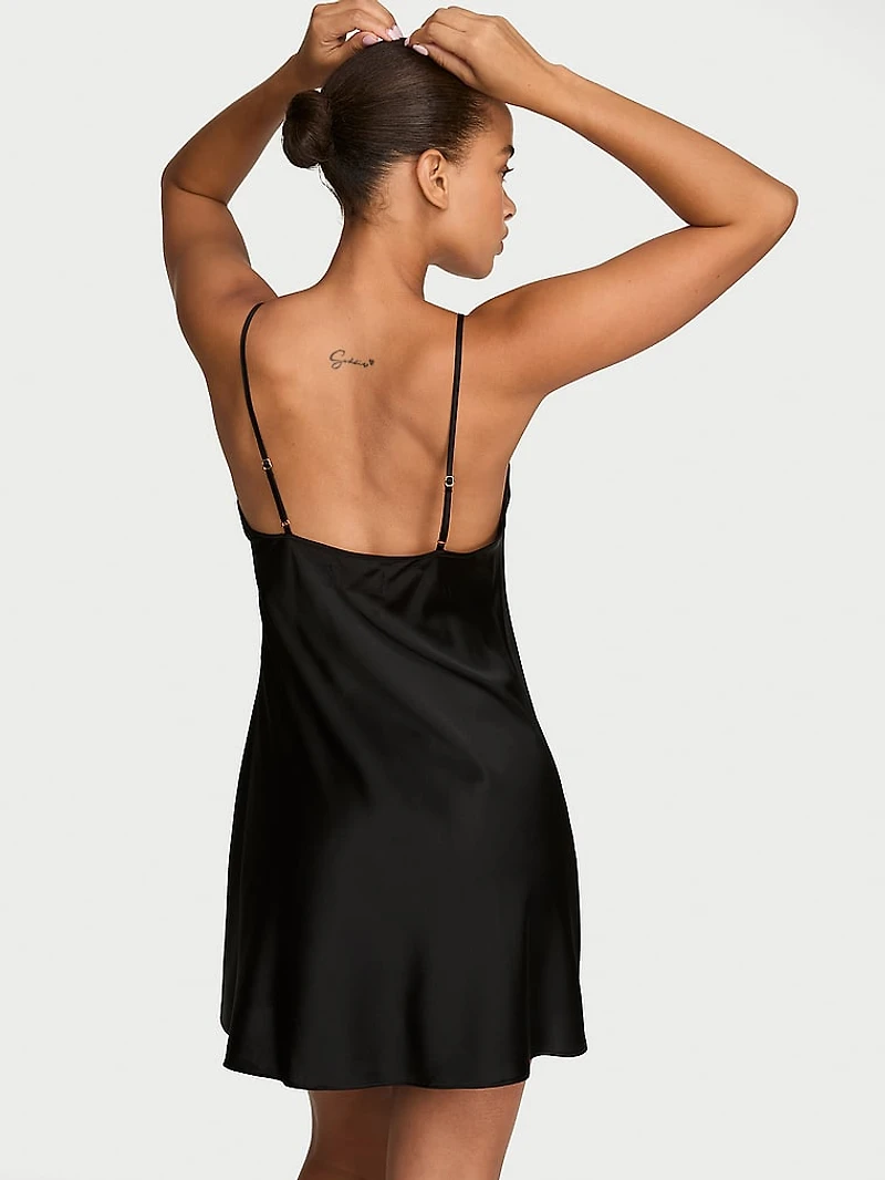 Washable Silk Sheer Stripe Short Slip Dress
