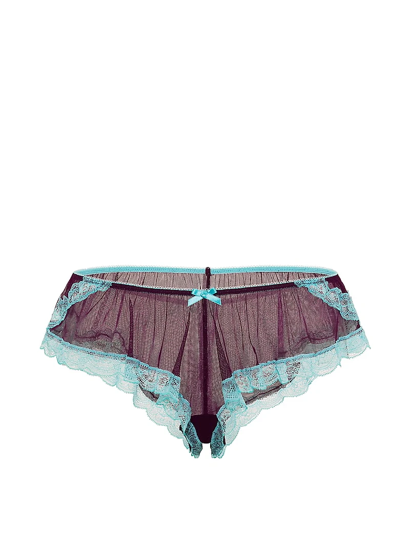 Tease Mesh Lace-Trim Flutter Panty