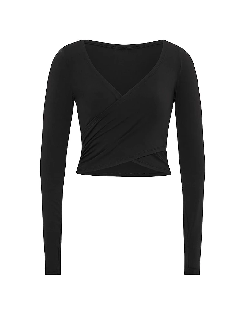 PINK Relay™ Long-Sleeve Cropped Wrap Top
