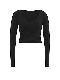 PINK Relay™ Long-Sleeve Cropped Wrap Top