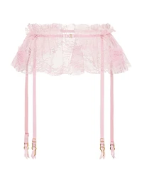 Rosette Reverie Embroidery Flutter Garter Belt