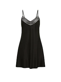 Washable Silk Sheer Stripe Short Slip Dress