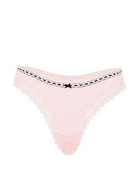 Cotton Lace-Waist Thong